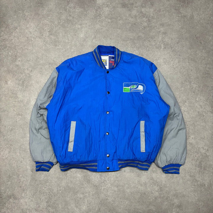 Vintage Competitor Seattle Seahawks Blue Nylon Jacket (XL)