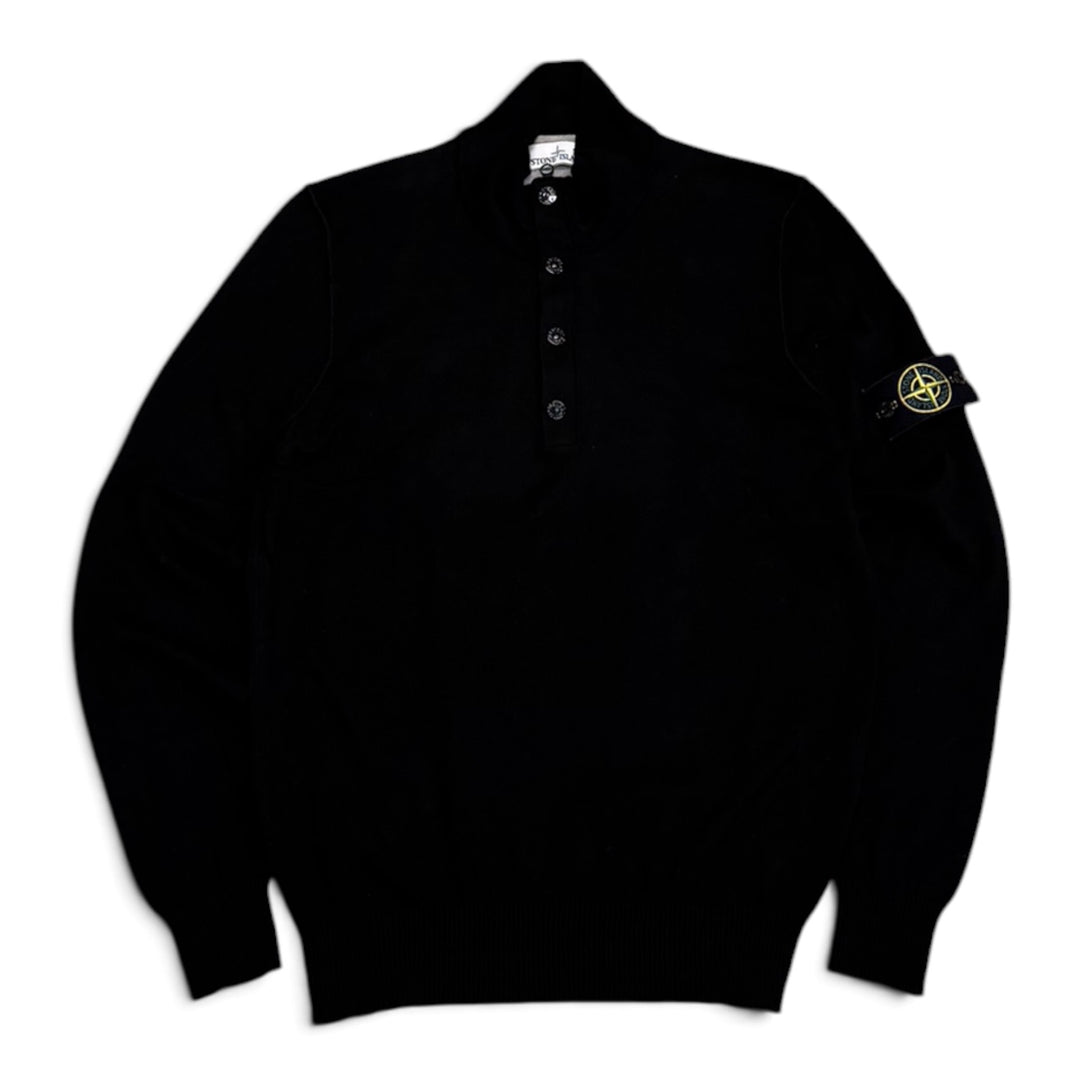 Stone Island Quarter Zip Knitted Jumper Black (L)