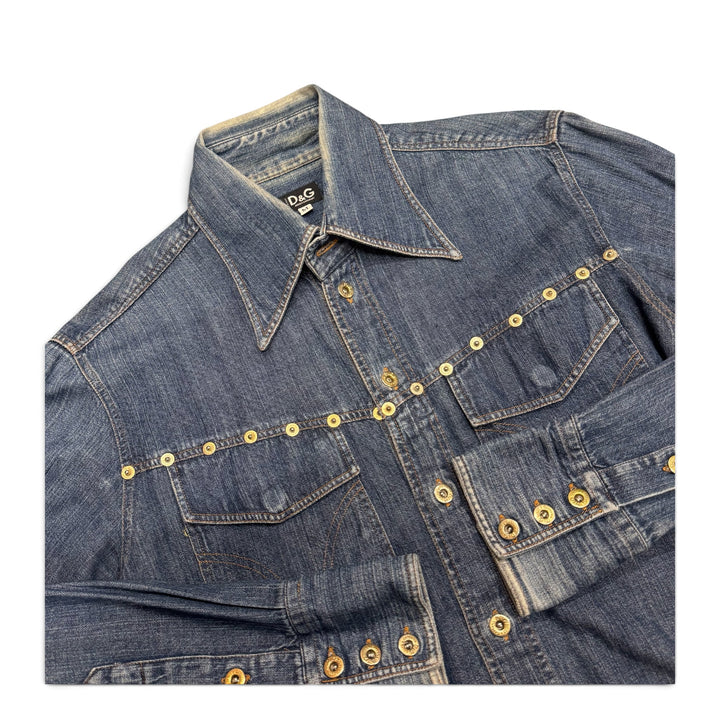 Vintage Dolce & Gabbana Denim Dress Shirt (Women's Medium)
