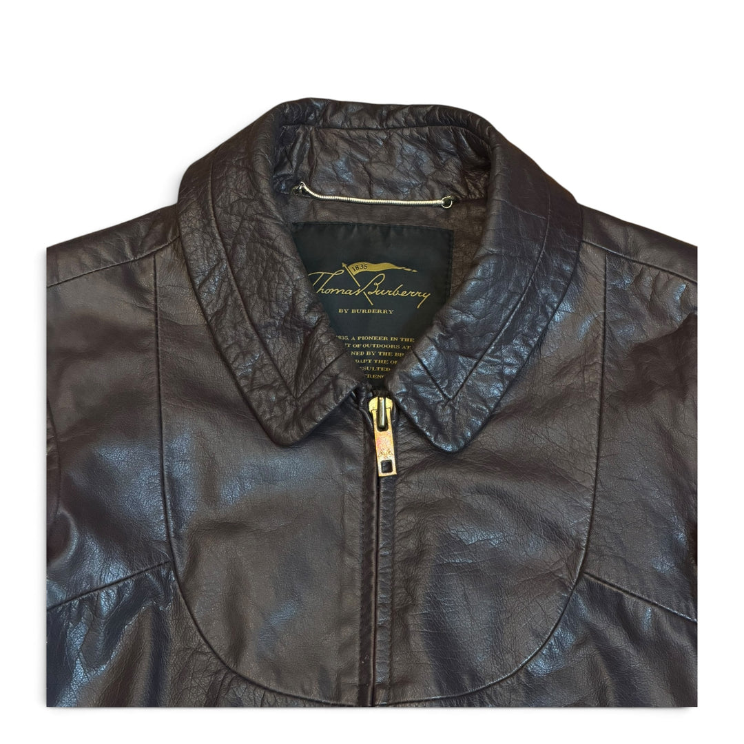 Vintage Thomas Burberry Burgundy Leather Jacket (Women's M)