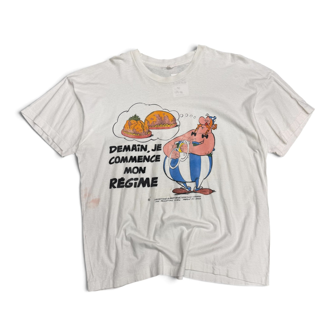 Vintage Single Stitch Asterix And Obelix Graphic T shirt White (XL)