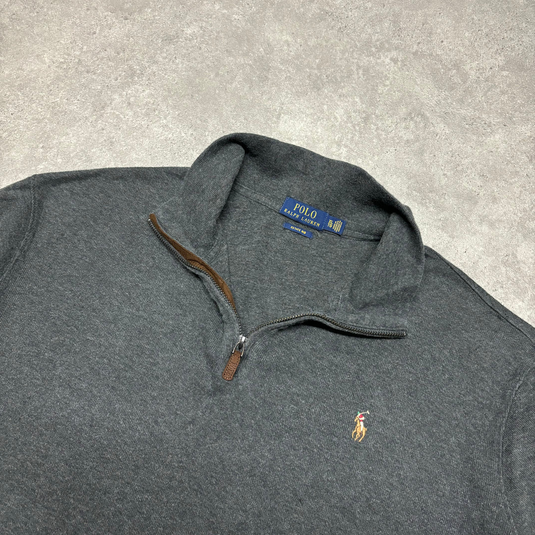 Vintage Polo Ralph Lauren Grey Quarter Zip Jumper (XL)