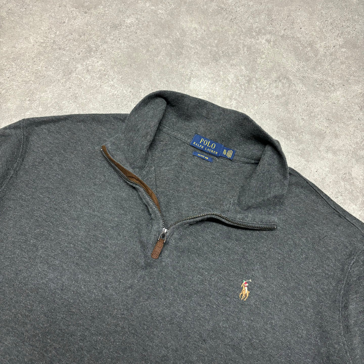 Vintage Polo Ralph Lauren Grey Quarter Zip Jumper (XL)