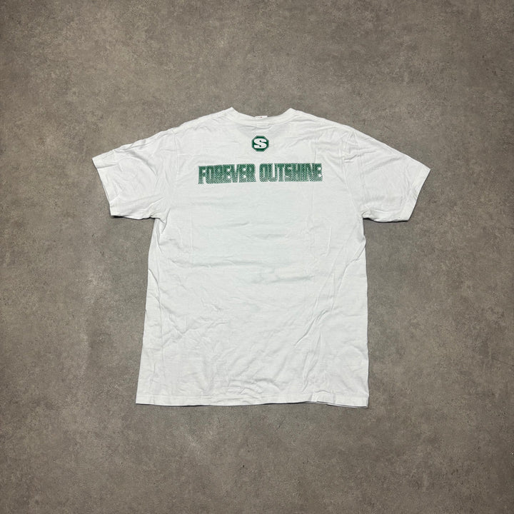 Supreme White Green Glitter Graphic T-Shirt