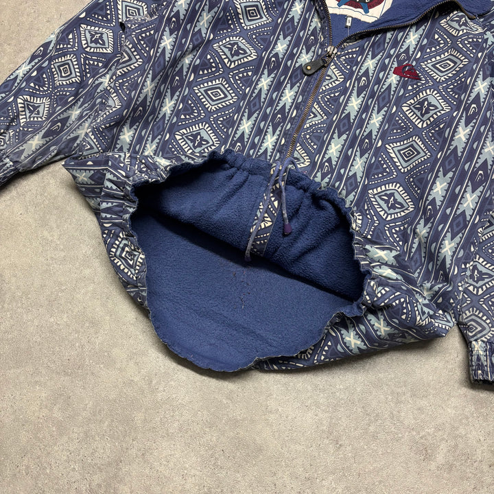 Vintage Quiksilver Crazy Pattern Blue Fleece Lined Jacket (M)