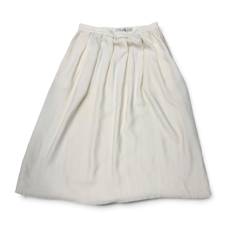 Vintage Christian Dior Beige Silk Blouse & Skirt Two Piece (Women's M)