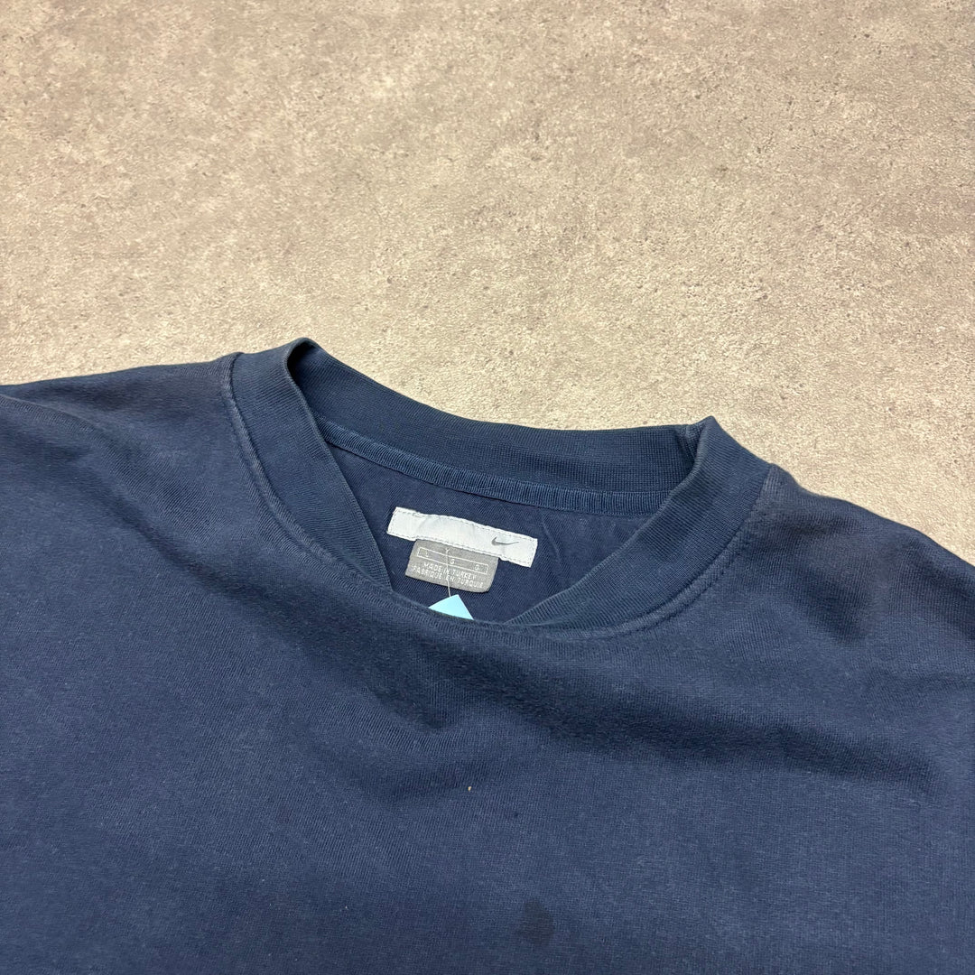 00's Nike Essentials Small Swoosh Navy Sweatshirt (L)