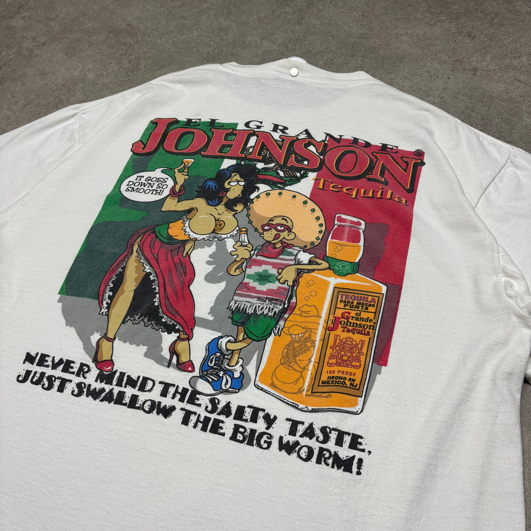 90's Vintage Big Johnson 'El Grande' White Graphic T-Shirt (XXL)
