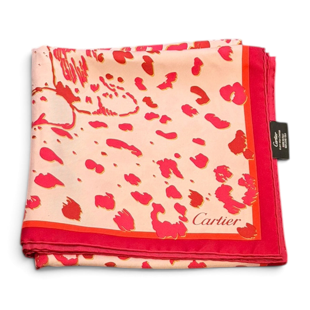 Cartier a pink Silk Jaguar Scarf