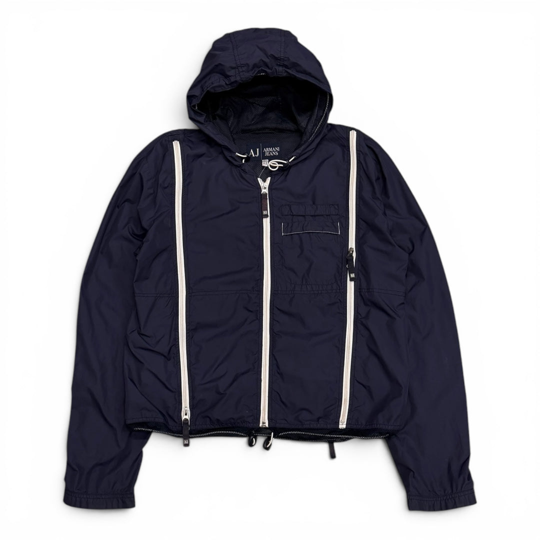 Vintage Armani Jeans Navy Hooded Lightweight Jacket (S)