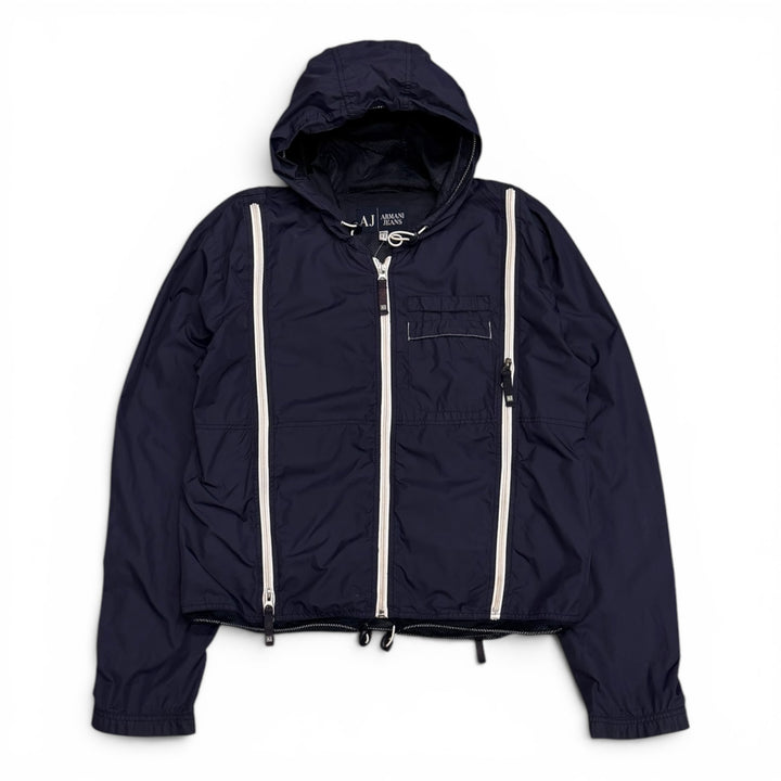 Vintage Armani Jeans Navy Hooded Lightweight Jacket (S)
