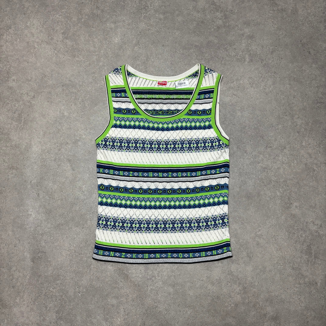 S/S 23 Kenzo Green Abstract Knitted Sweater Vest (S)