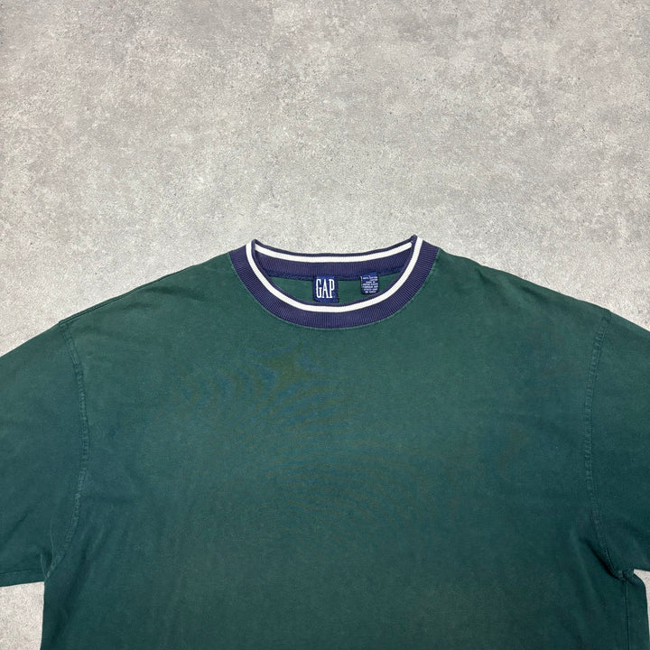 90's Vintage Gap Crewneck Green Heavy Cotton T-Shirt (XL)