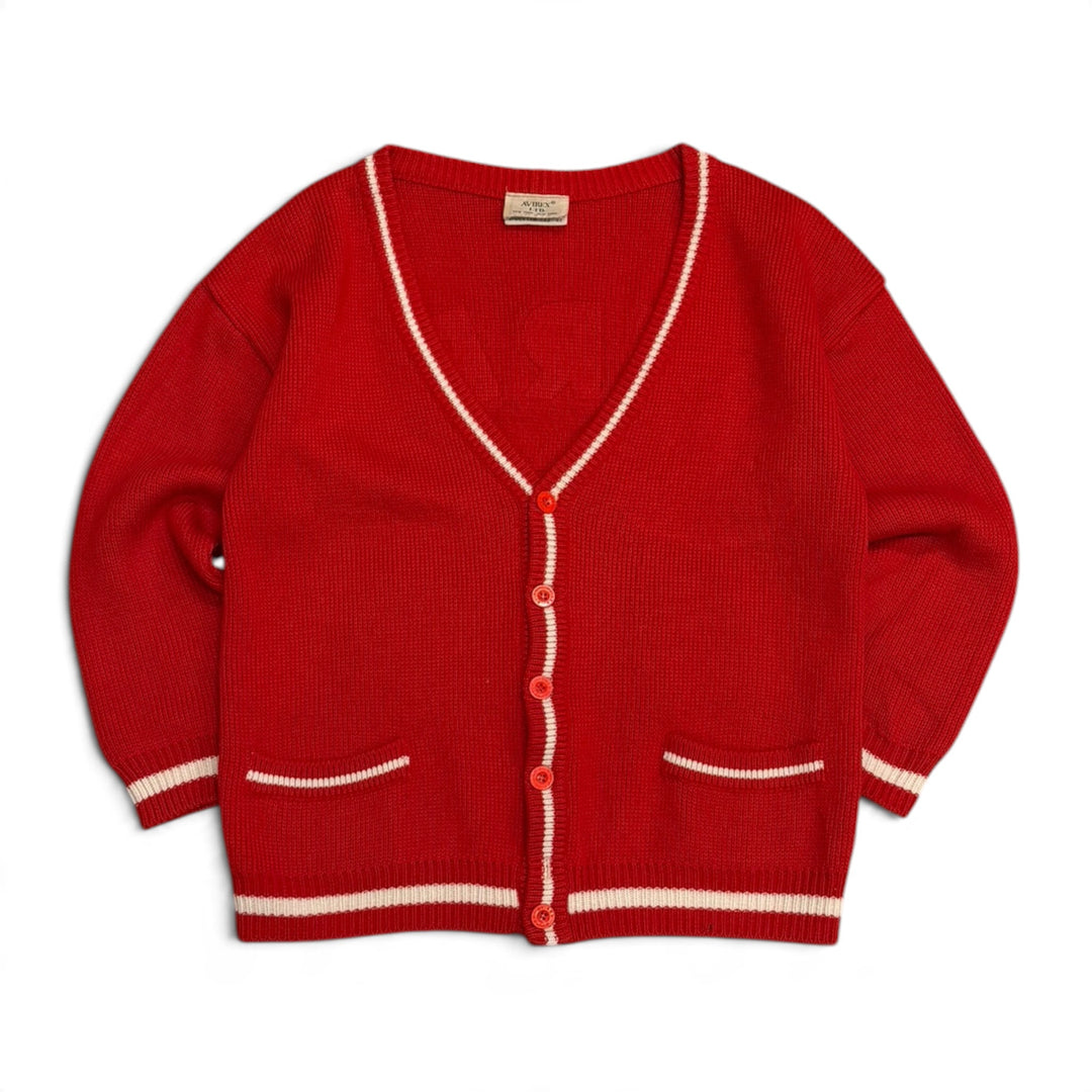 Vintage Avirex Red Spell Out Heavy Knitted Cardigan (L)