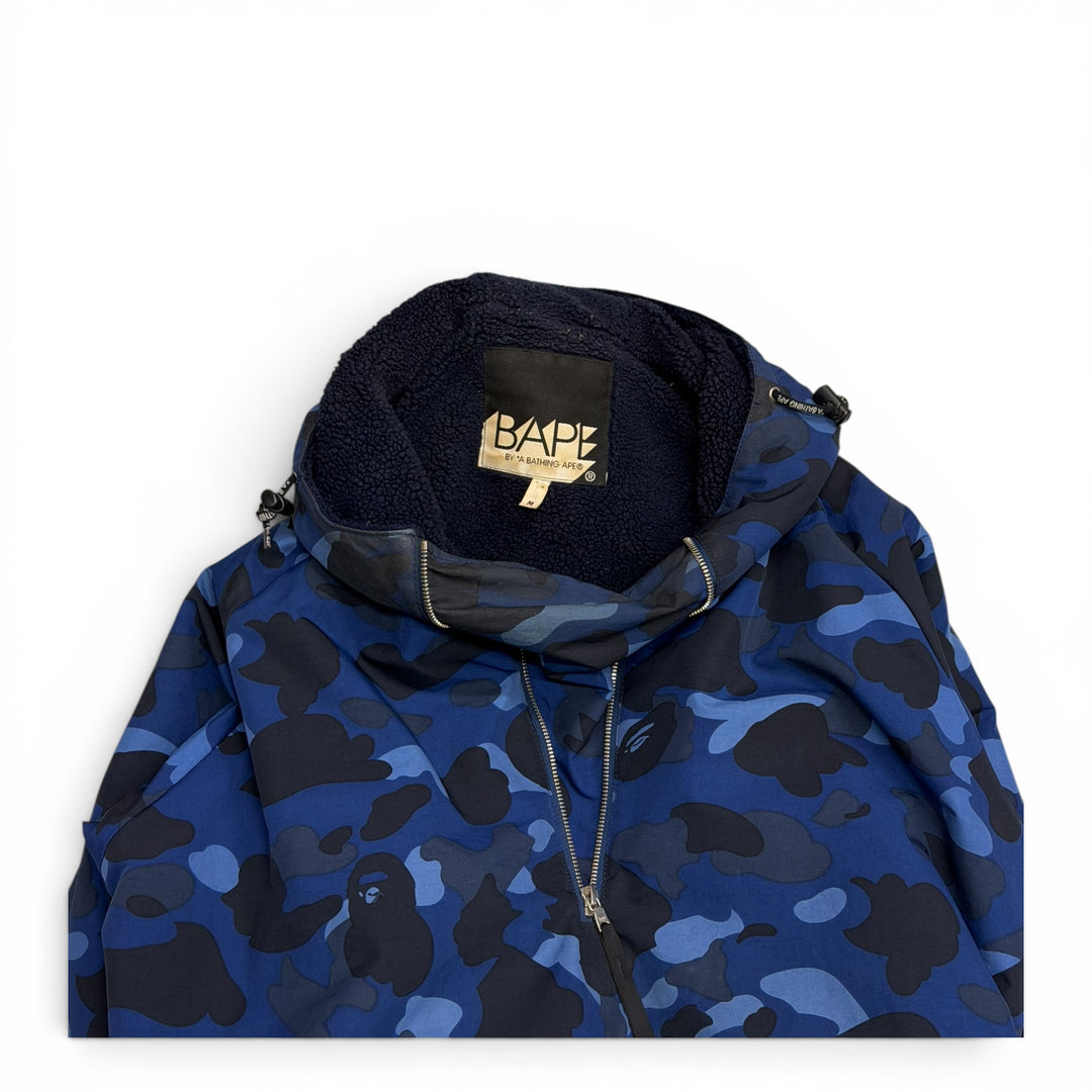Bape Blue Camo Fleece Lined Pullover Jacket (M)