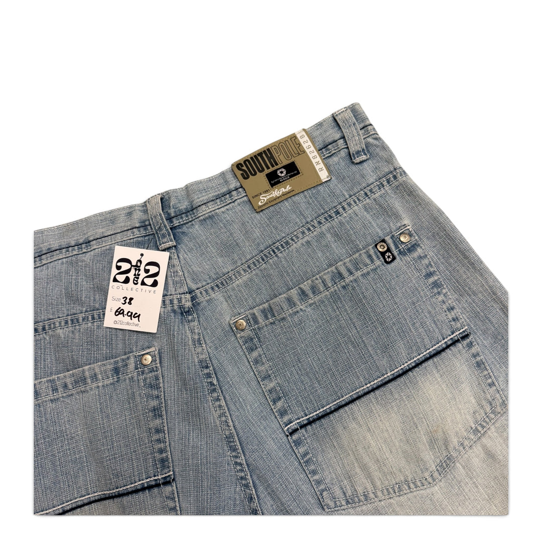 90's Vintage South Pole Light Blue Denim Baggy Jorts (38)