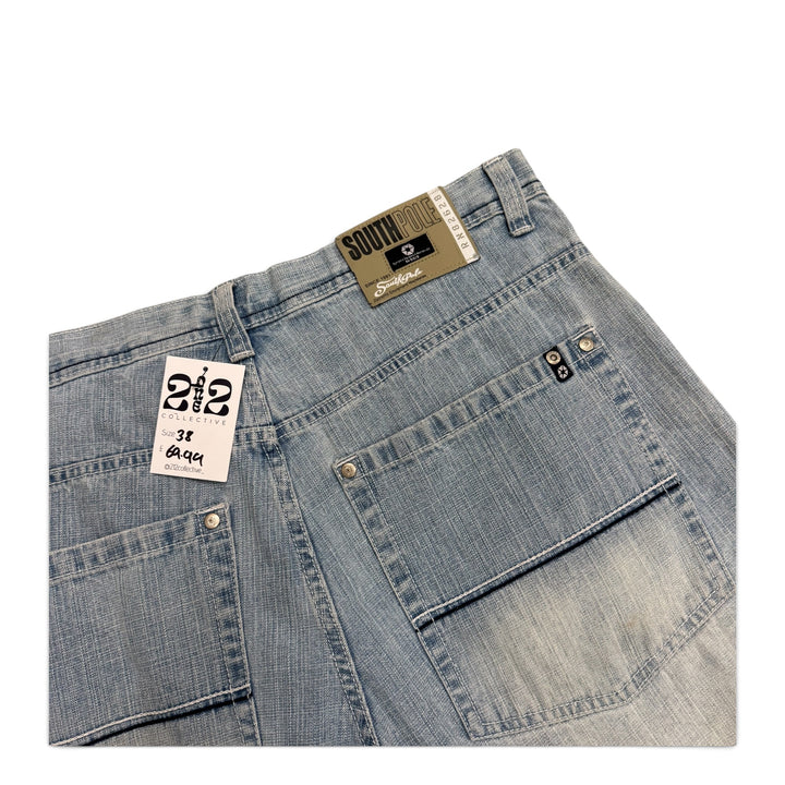 90's Vintage South Pole Light Blue Denim Baggy Jorts (38)