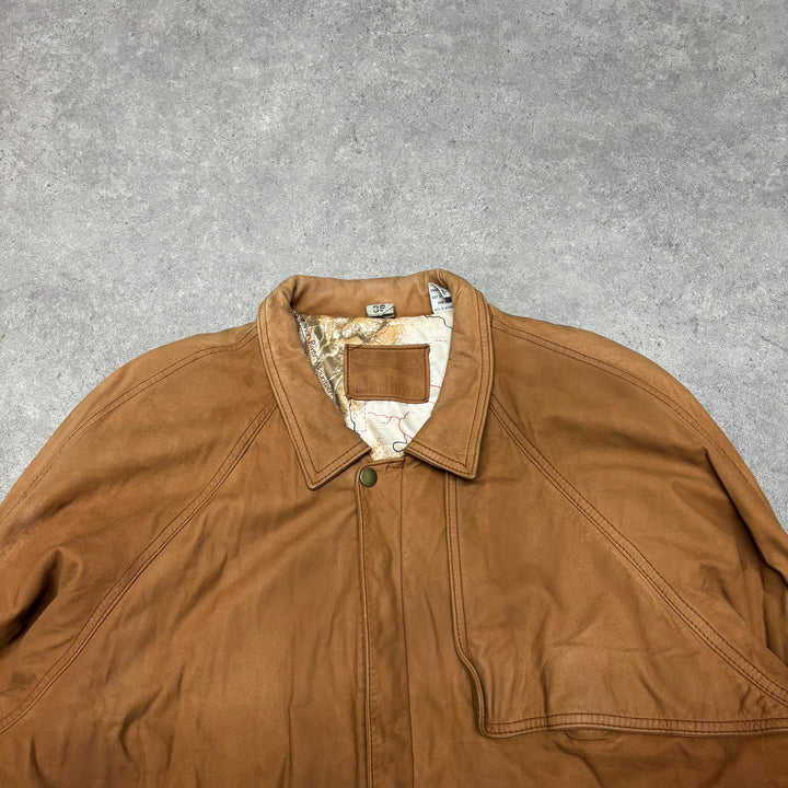 Vintage Marlboro Light Brown Soft Leather Flight Jacket (M)