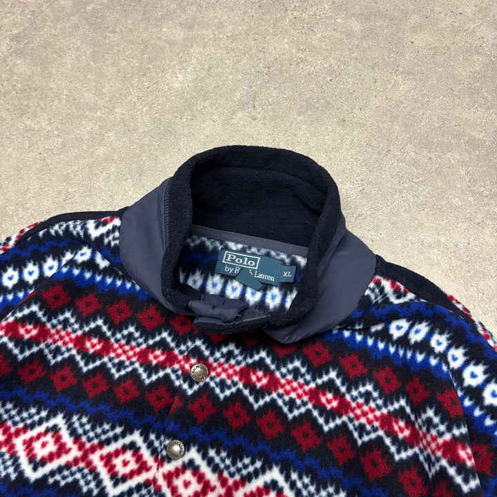 Vintage Polo Ralph Lauren Navy Aztec Snap-T Fleece (XL)