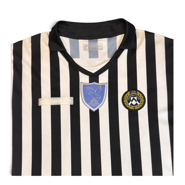 08' Vintage Lotto Udinese White & Black Stripy Football Top (XXL)