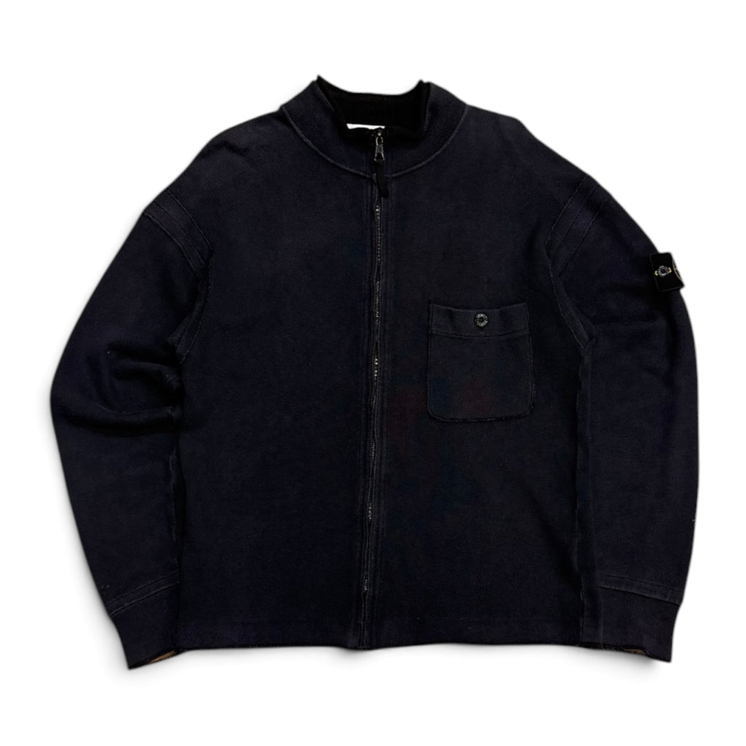 Vintage Stone Island Full Zip Up Knitted Jumper Navy (M)