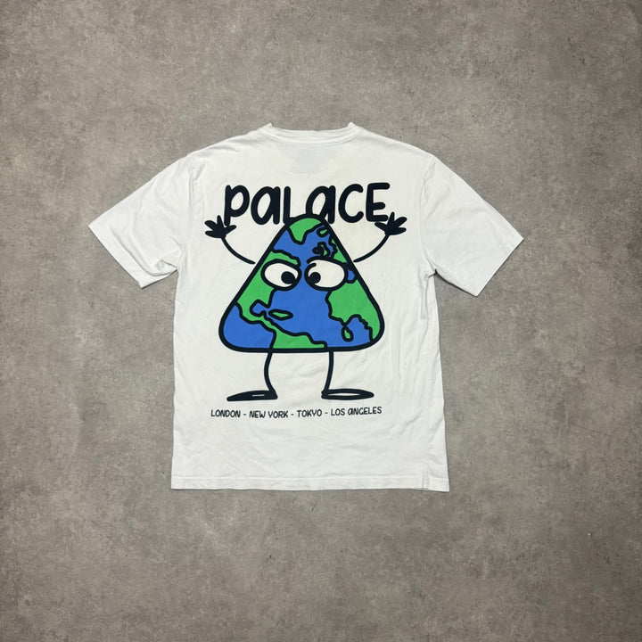 Palace Earth White Graphic T-Shirt (L)