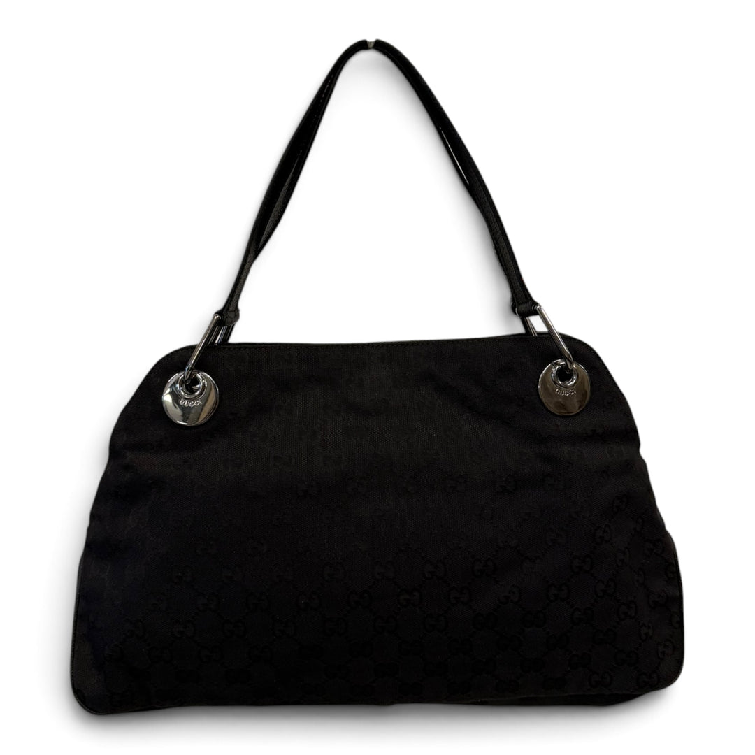 Gucci 200-2015 GG Canvas Eclipse Shoulder Bag Black