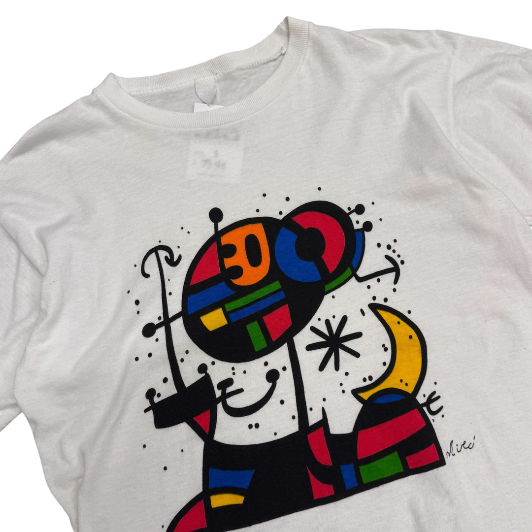 90's Vintage White Joan Miro White Graphic T-Shirt (S)