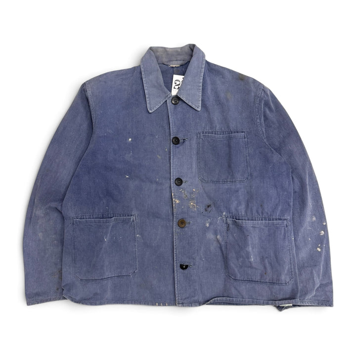 Vintage Distressed Faded Blue French Chore Jacket (M)