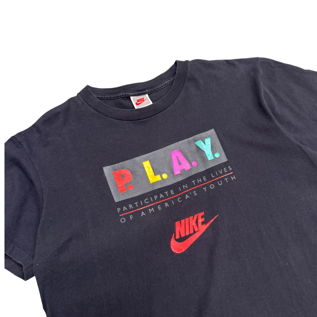 80's Vintage Nike Black P.L.A.Y. Graphic T-Shirt (L)
