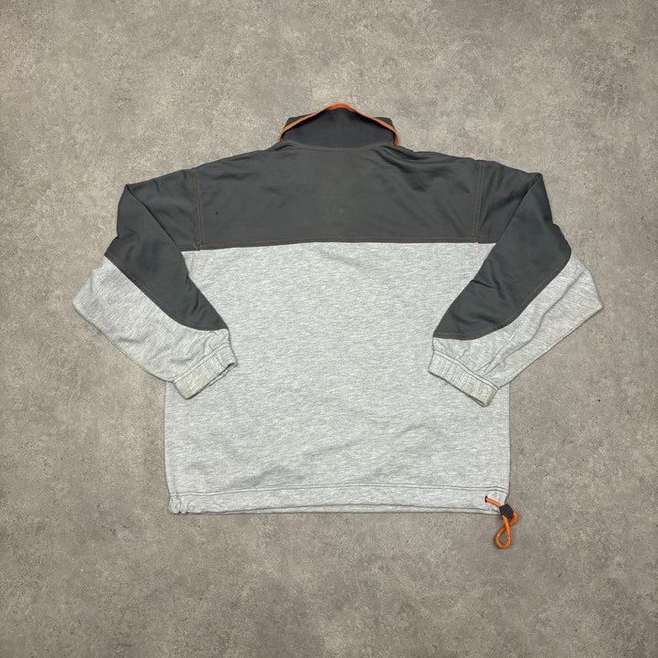 90's Vintage Nike Central Swoosh Grey Collared Sweatshirt (M)