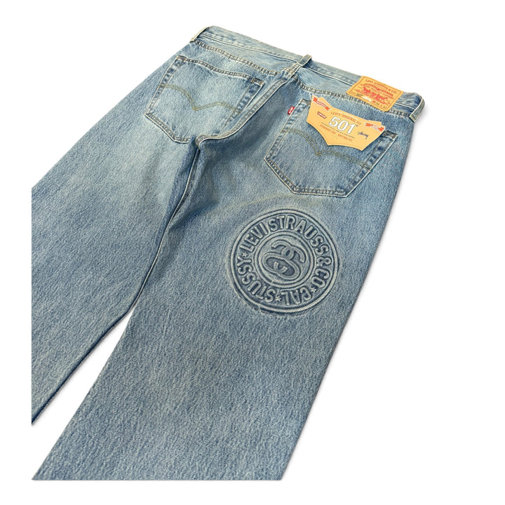 BNWT Stussy x Levis 501 Washed Blue Denim Jeans (36)