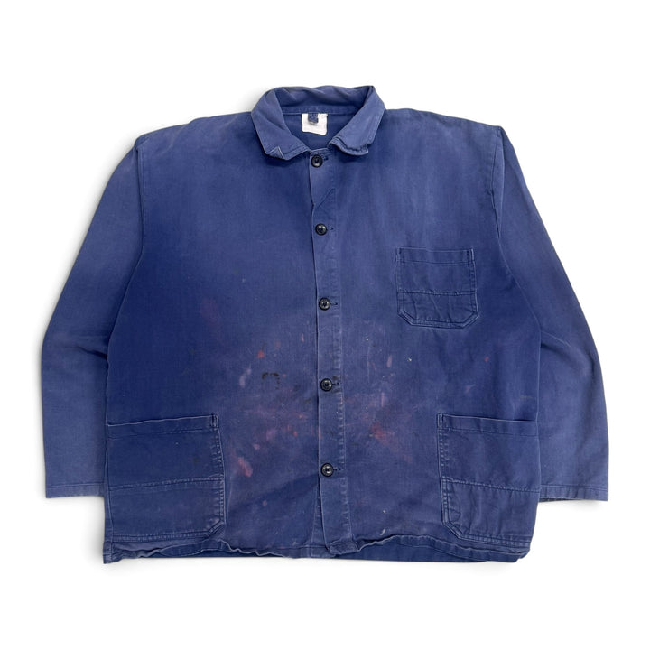 Vintage Distressed Faded Blue French Chore Jacket (XL)