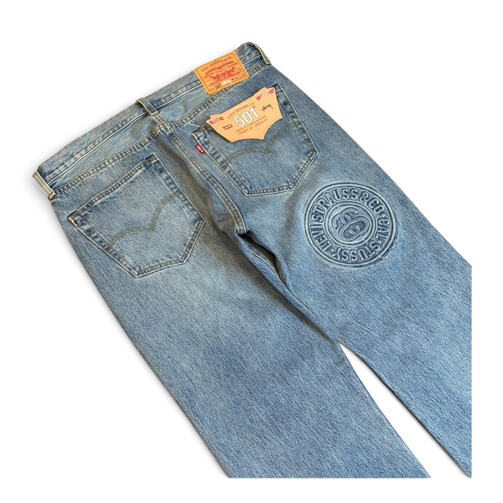 BNWT Stussy x Levis 501 Washed Blue Denim Jeans (36)