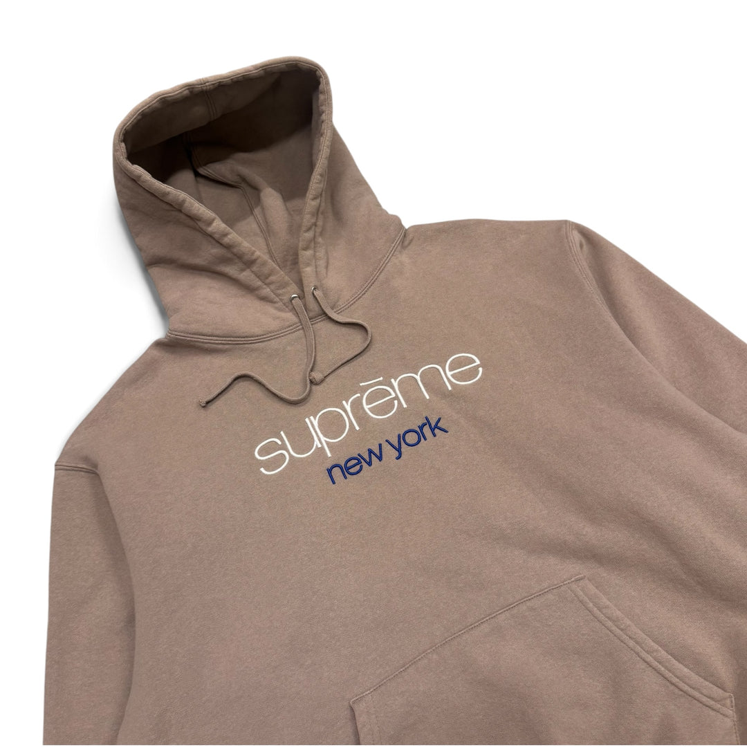 Supreme New York Light Brown Spellout Hoodie (L)