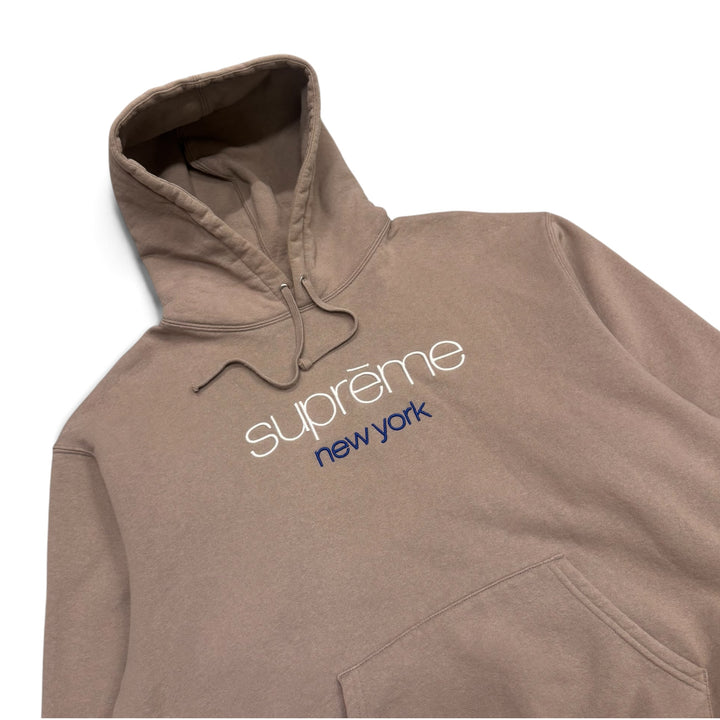 Supreme New York Light Brown Spellout Hoodie (L)