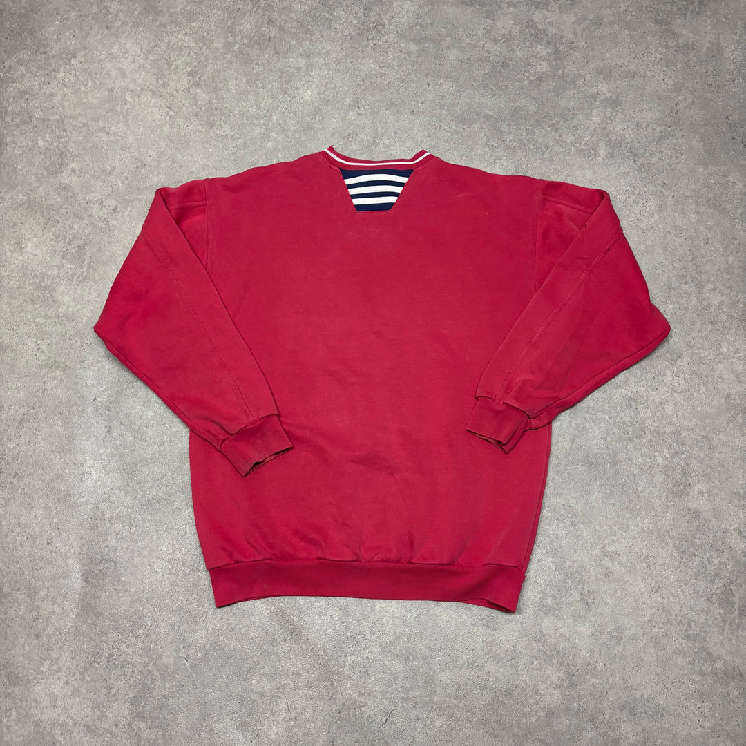 90's Vintage Adidas Red Small Logo Sweatshirt (L)