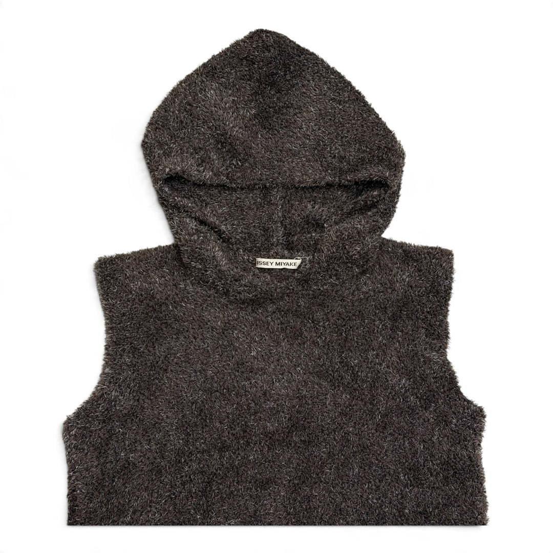 Vintage Issey Miyake Brown Hooded Fleece Vest (S)