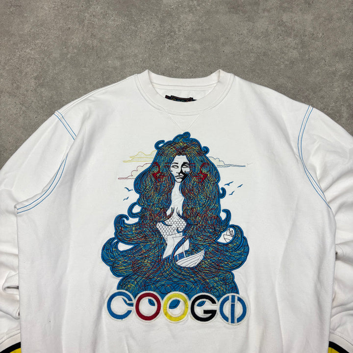 Vintage Coogi White Heavy Embroidered Sweatshirt (XL)