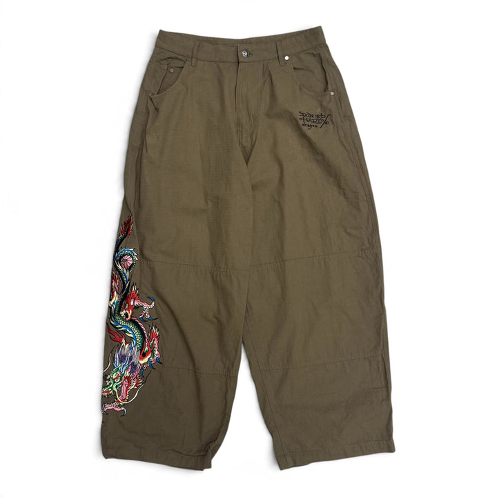Ed Hardy Baggy Embroidered Trousers Green (S)
