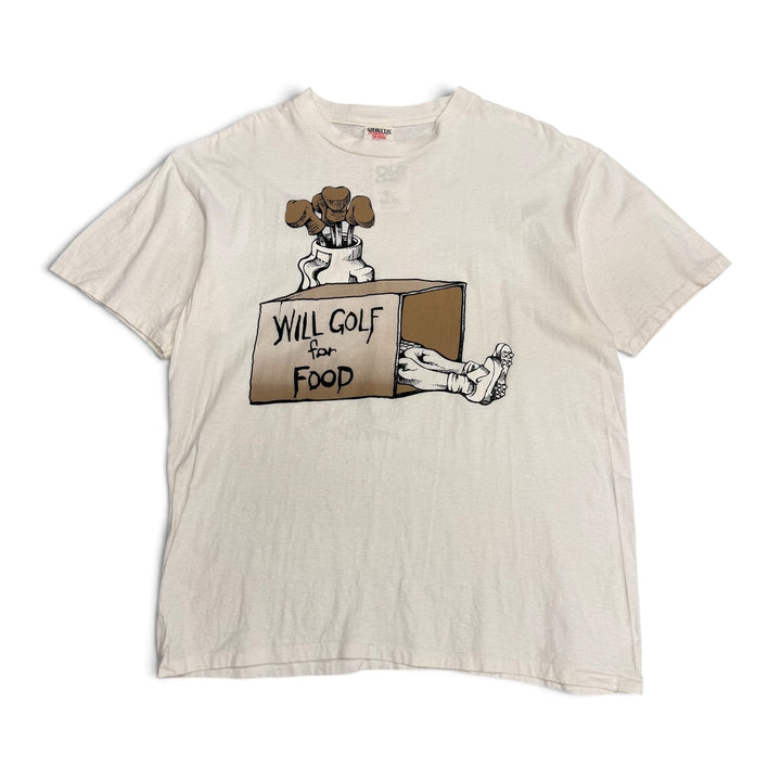 Vintage 90's Will Golf For Food Graphic T shirt White (XL)