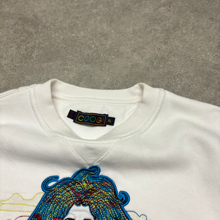 Vintage Coogi White Heavy Embroidered Sweatshirt (XL)