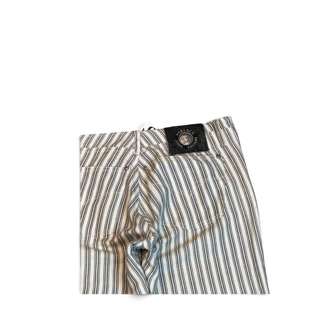 Vintage Versace Jeans Couture Low Waisted Stripy White Trousers (30)