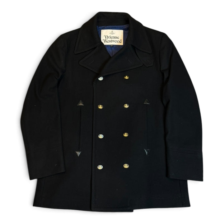 Vivienne Westwood Black Wool Made In Italy Wool Pea Coat (XL)