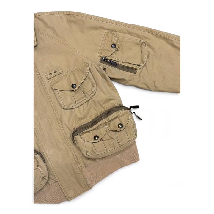Rare Vintage Polo Ralph Lauren Beige Utility Bomber Jacket (M)