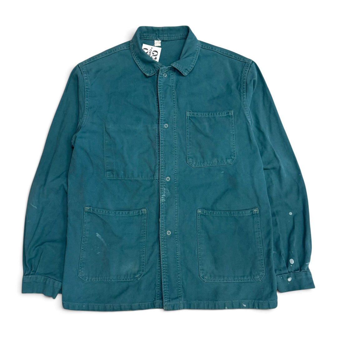 Vintage Distressed Faded Green French Chore Jacket