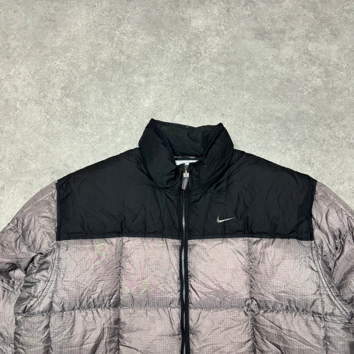 00's Vintage Nike Grey Square Quilted Puffer Jacket (L)