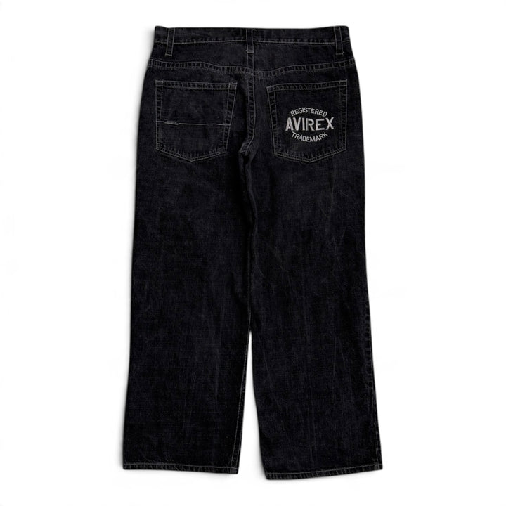 Vintage Avirex Black Denim Baggy Trousers (38)