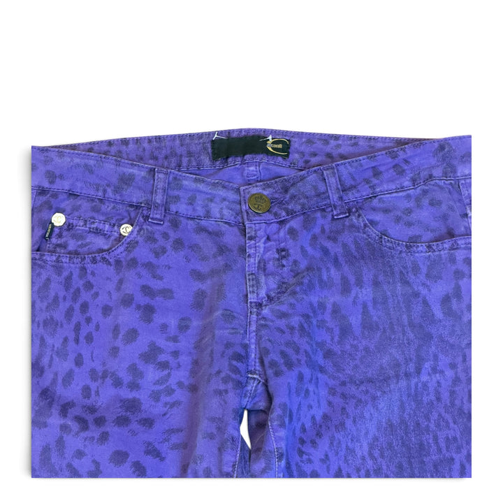 Vintage Cavalli Purple Leopard Patterned Trousers (32)