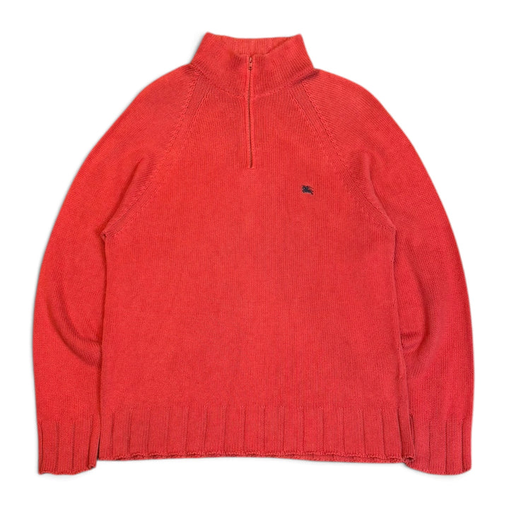 Vintage Burberry Red Quarter Zip Knitted Jumper (M)